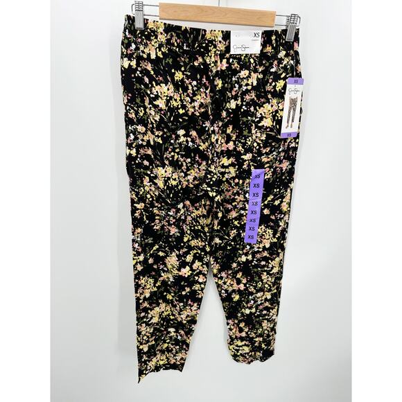 Jessica Simpson Pants Women XS NWT Black Multi Floral Print 100% Viscose Casual - Picture 2 of 8